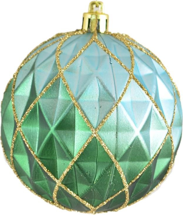 Куля 8см "Полігональна" зелена №972956/Новогодько/(1)(6)(36), фото 1