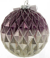 Куля скло 10см,рельєфної форми з глітером,градієнт фіолетовий з білим №118-385/Bonadi/(6)(48)