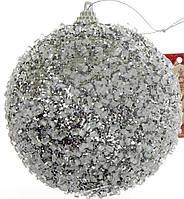 Куля пінопласт. 10см,срібна з покриттям крига №182-958/Bonadi/(12)