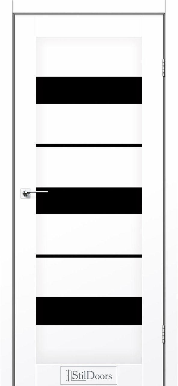 Двері міжкімнатні StilDoors Mexico Білий кристал (з чорним склом), фото 1