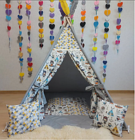 Детский домик Вигвам ( стеганный коврик +подушки) - Веселые индейцы