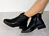 Зимові шкіряні черевики жіночі чорні на шнурівці відмінної якості, фото 7
