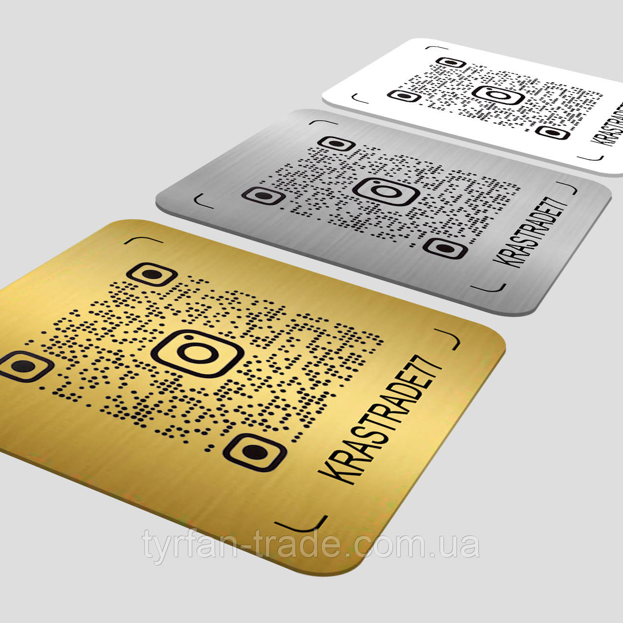 Металева Табличка для відгуків з QR кодом nametag, інстамітка (інстаметка), інстаграм візитка, фото 1