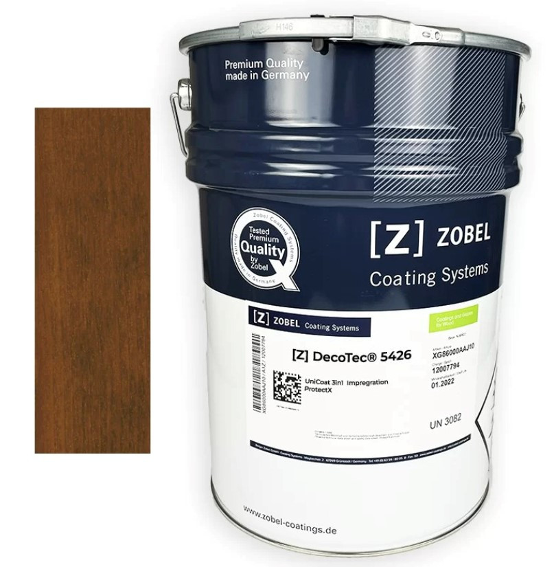 Лазур  Zobel Deco-tec 5426 UniCoat 3in1, колір Волоський горіх (Nussbaum), 20л (Німеччина)