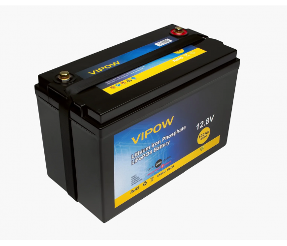 Акумуляторна батарея Vipow LiFePO4 12,8 V 100 Ah з вбудованою ВМS-платою 80A