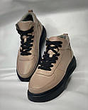 Жіночі шкіряні зимові високі кросівки на хутрі, фото 7