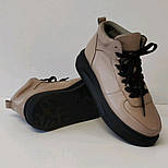 Жіночі шкіряні зимові високі кросівки на хутрі, фото 6