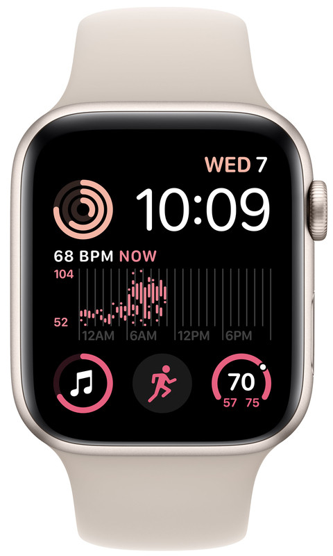 Apple Watch SE 2 2024 40mm Starlight Aluminum Case with Starlight Sport Band - S/M (MXEF3)