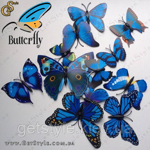 Декоративні метелики - "Blue Butterfly" - 12 шт.