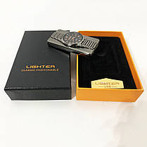 Електроімпульсна USB запальничка з годинником в подарунковій упаковці LIGHTER XT-4957. Колір: платина, фото 2