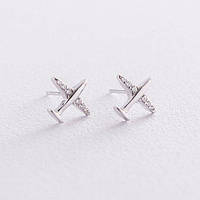 Срібні сережки пусети Літак