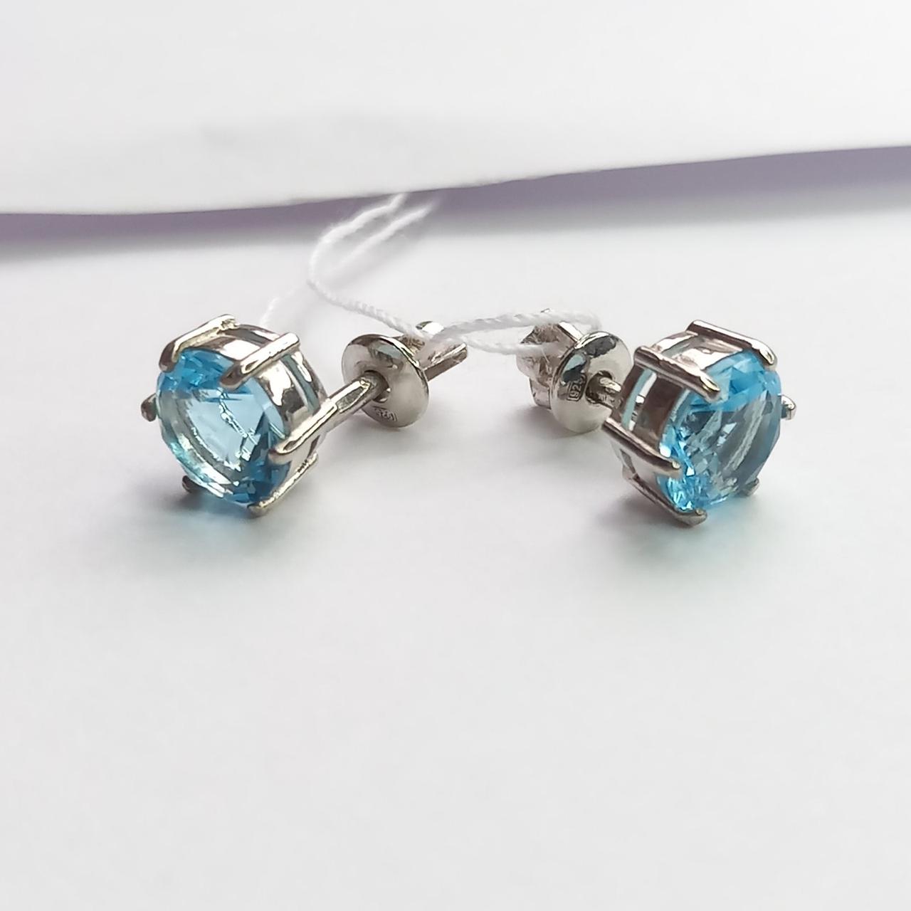 Срібні сережки Виблискування Блакитний