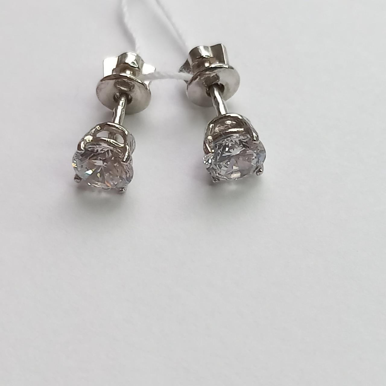 Срібні сережки Камінчик Білий