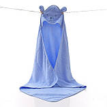 Куточок рушник з капюшоном для купання дитячий 80х80 Блакитний, фото 2
