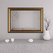 Дзеркало для ванної кімнати на стіну 76х106 в золотій рамі Black Mirror вологостійке