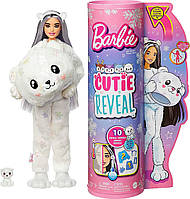 Кукла Барби Сюрприз в костюме Полярного медведя Зимний блеск Barbie Cutie Reveal Polar Bear Plush Costume