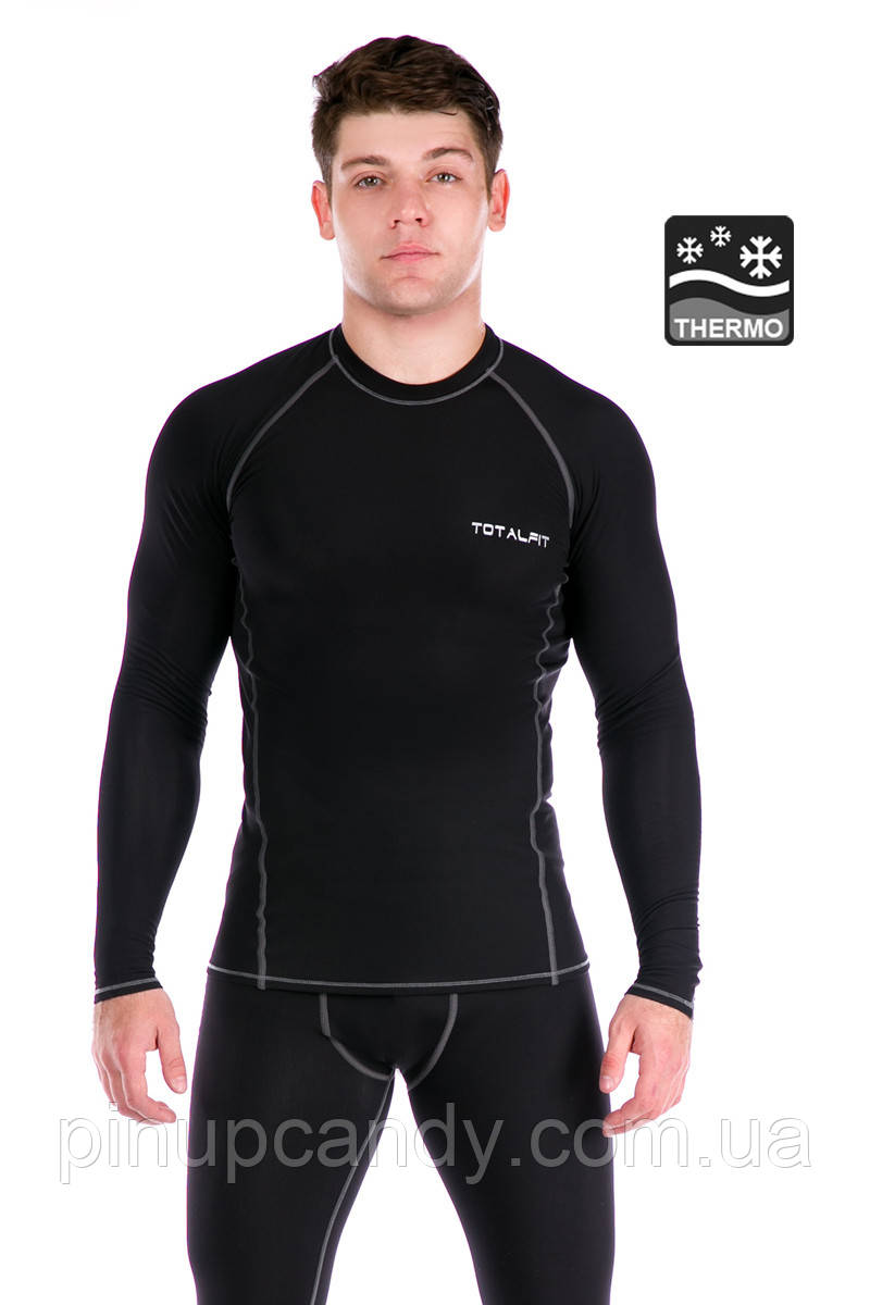 Спортивний терморашгард із начосом з італійського термобіфлексу TOTALFIT Sport TMR33 чорний, фото 1