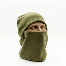 Якісна Тепла Балаклава флісова чоловіча хакі військова камуфляжна, підшолом хаки однотонна зимова балаклава