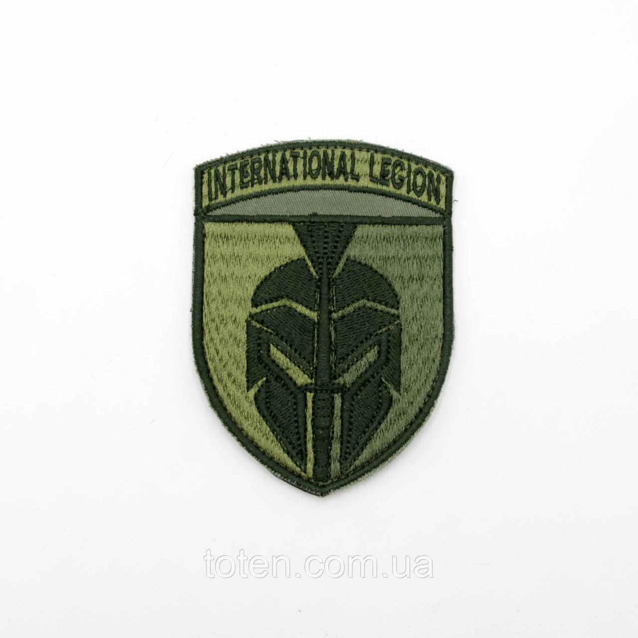 Якісний шеврон International Legion щит, шеврони на липучці, Олива (вишивка)