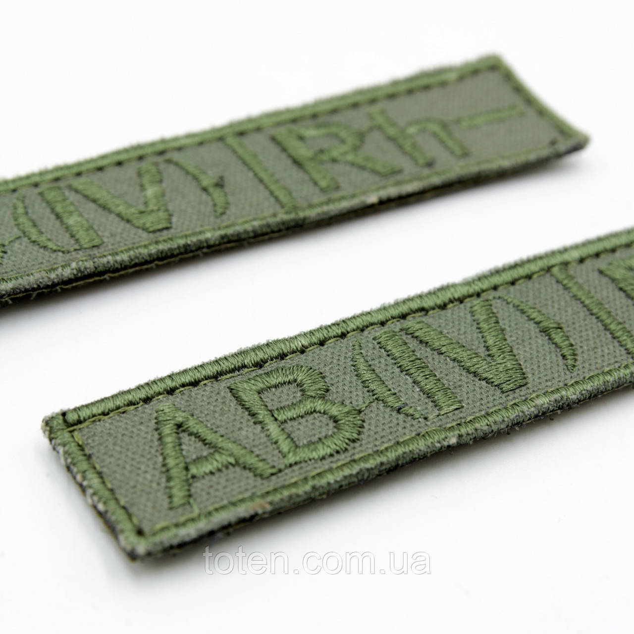 Шеврон група крові 4- (AB(IV)Rh-) Олива на Оливі, Військовий шеврон з липучкою група крові четверта негативна