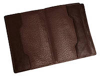 Обложка для паспорта документов коричневая из кожи, чехол на паспорт кожаный для карт Grande Pelle топ