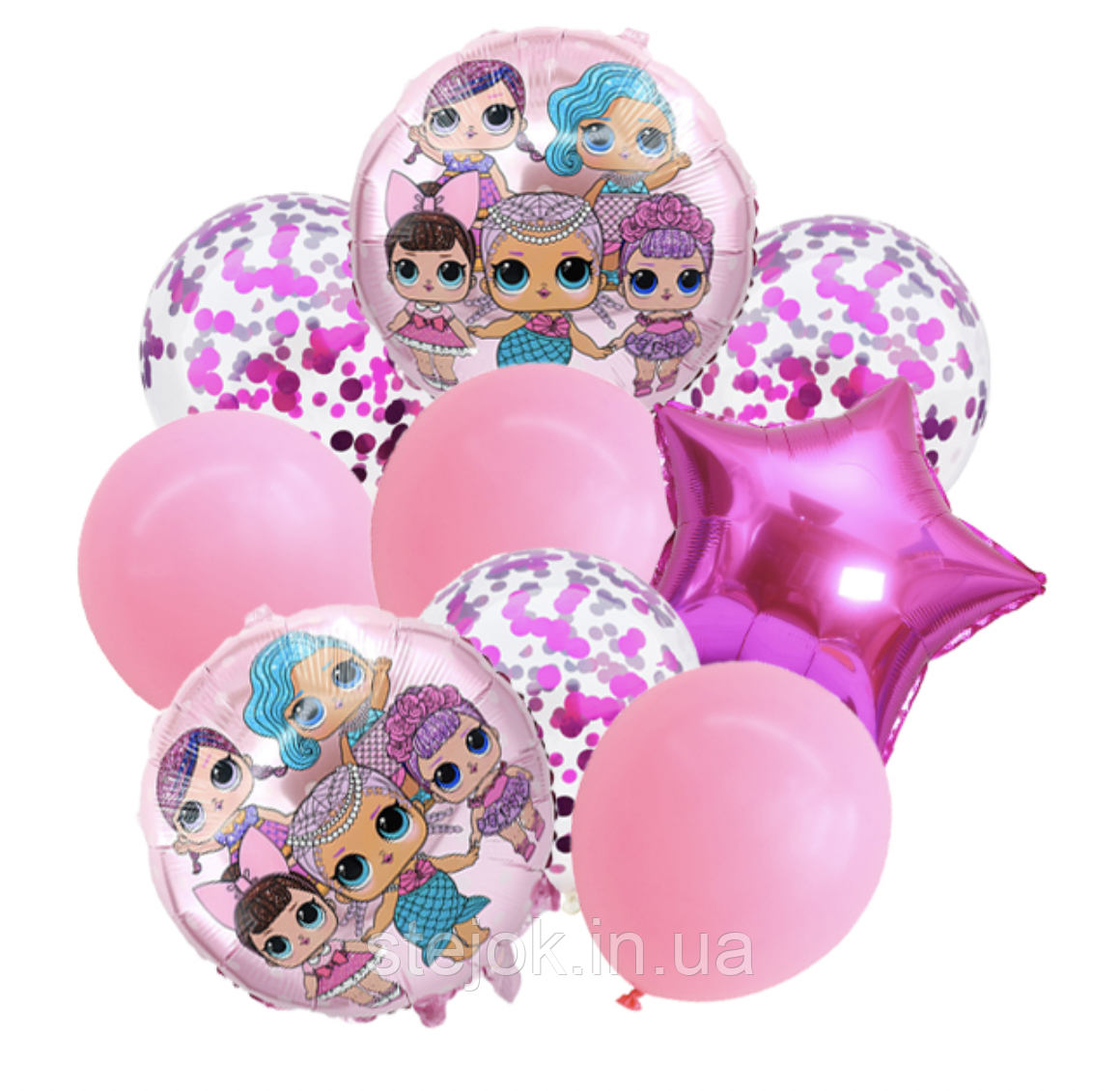 НАБІР ФОЛЬГОВАНИХ і латексних КУЛЬОК LOL рожевий, фото 1