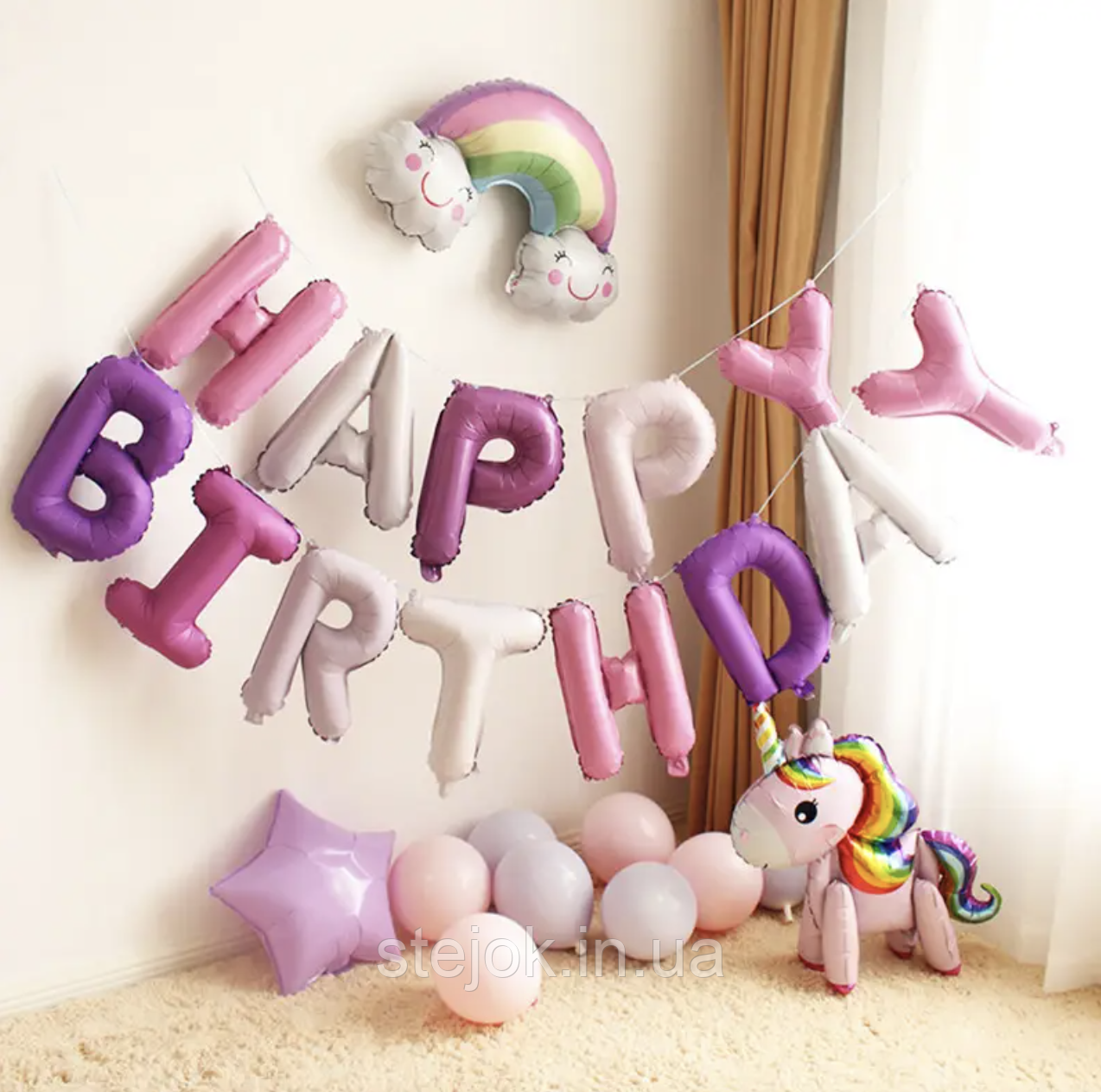 Фотозона з куль рожева для дівчинки єдиноріг, фото 1