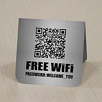 Настольная табличка "free wi-fi" металлическая для ресторана, кафе, бара, отеля, зоны ожидания, магазина