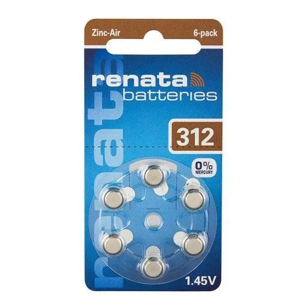 Батарейка цинкова Renata ZA312 (уп.6 шт) 59304-E, фото 1