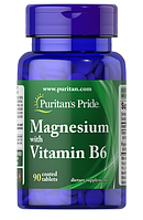 Магний с Витамином В6, Magnesium with Vitamin B6 от Puritan's Pride, 90капсул