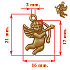 Набір 5 шт Підвіски Кулони 21 мм Янгол Амур, Метал, Колір Бронза, Рукоділля, Фурнітура на Прикраси, фото 2