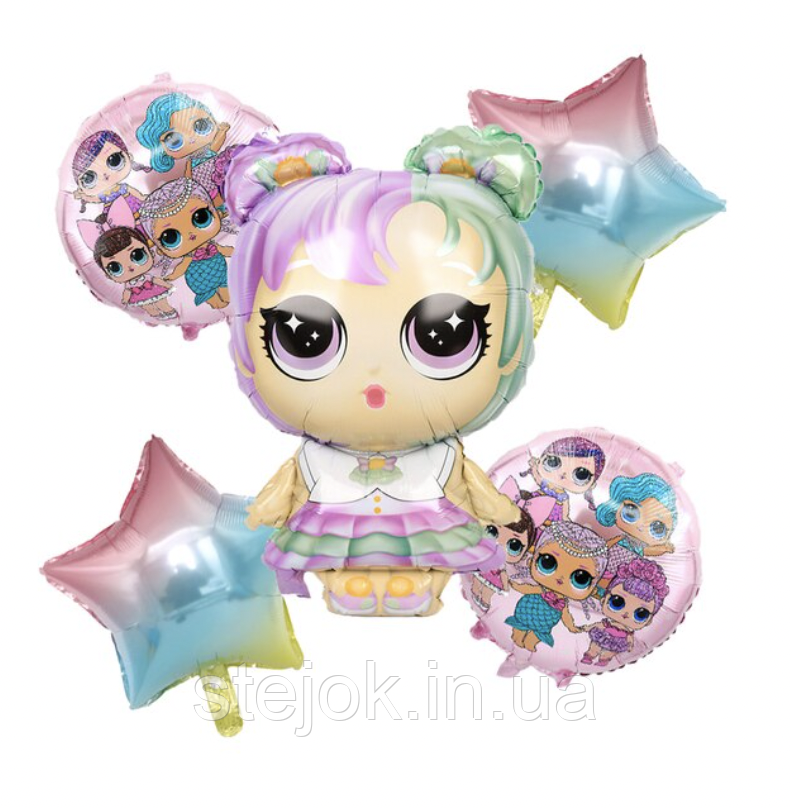 НАБІР ФОЛЬГОВАНИХ КУЛЬОК LOL РАЙДУЖНИЙ, фото 1