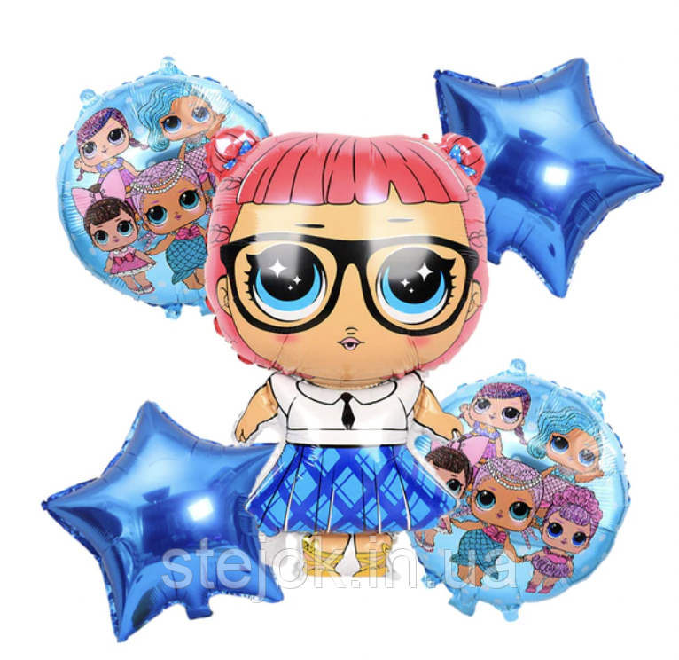 НАБІР ФОЛЬГОВАНИХ КУЛЬОК LOL В ОКУЛЯРАХ, фото 1