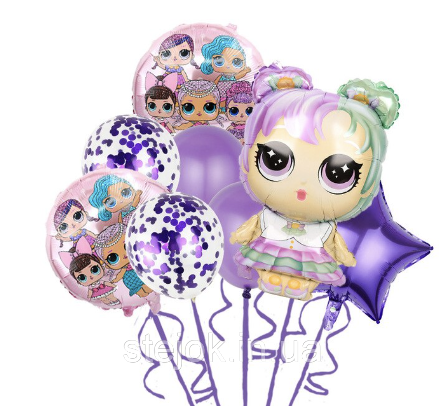 НАБІР ФОЛЬГОВАНИХ і латексних КУЛЬОК LOL РАЙДУЖНА, фото 1