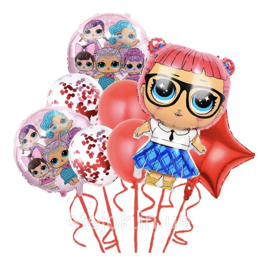 НАБІР ФОЛЬГОВАНИХ і латексних КУЛЬОК LOL ЛОЛ В ОКУЛЯРАХ, фото 1