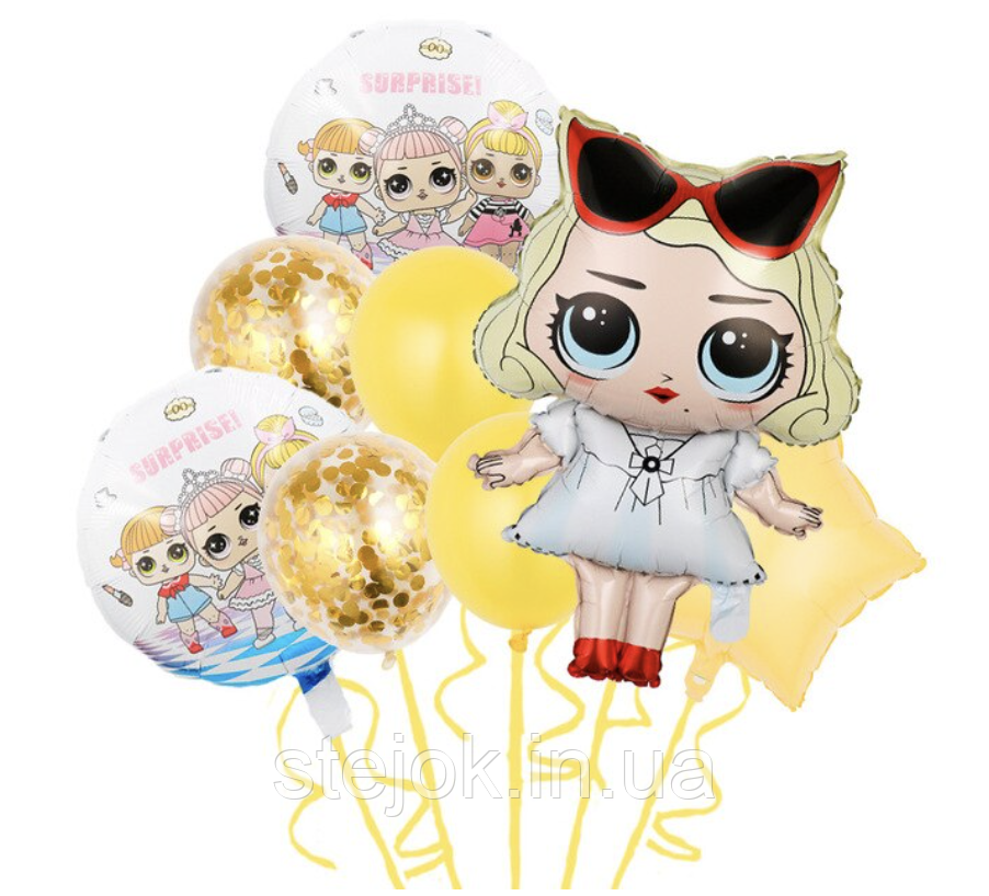 НАБІР ФОЛЬГОВАНИХ і латексних КУЛЬОК LOL БЛОНДИНКА, фото 1