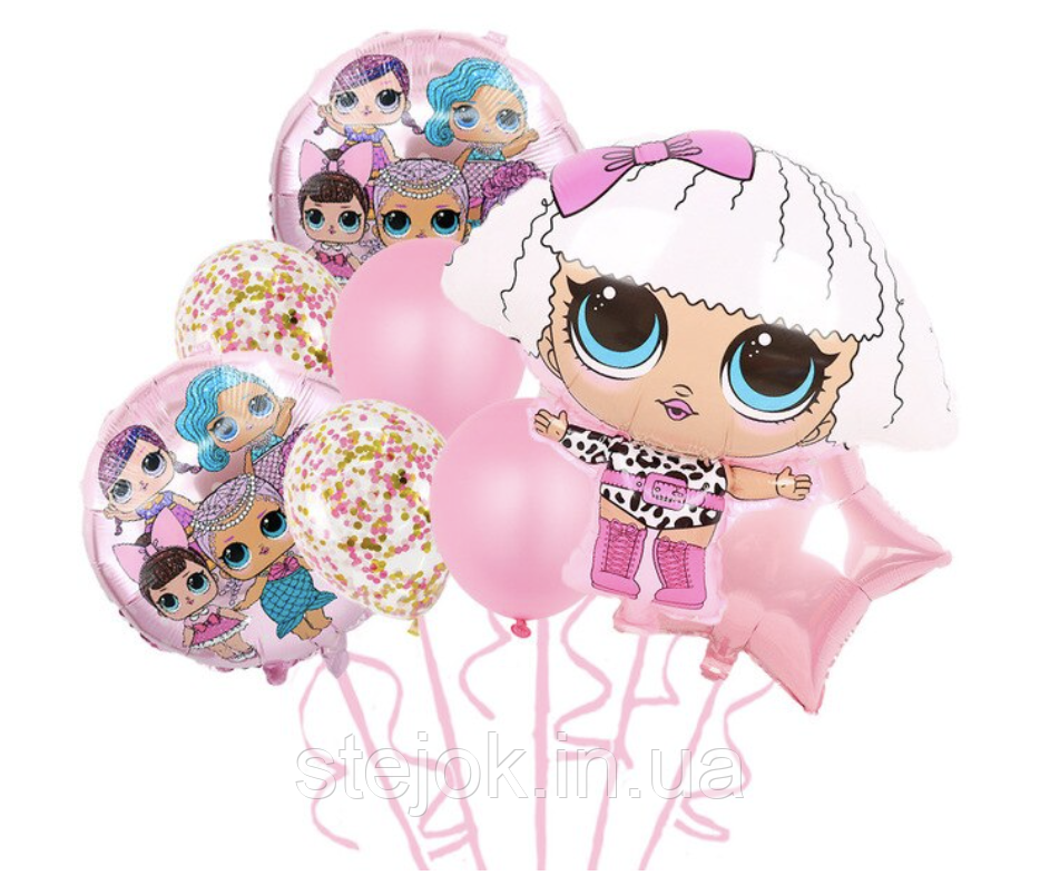 НАБІР ФОЛЬГОВАНИХ і латексних КУЛЬОК LOL ЛОЛ, фото 1