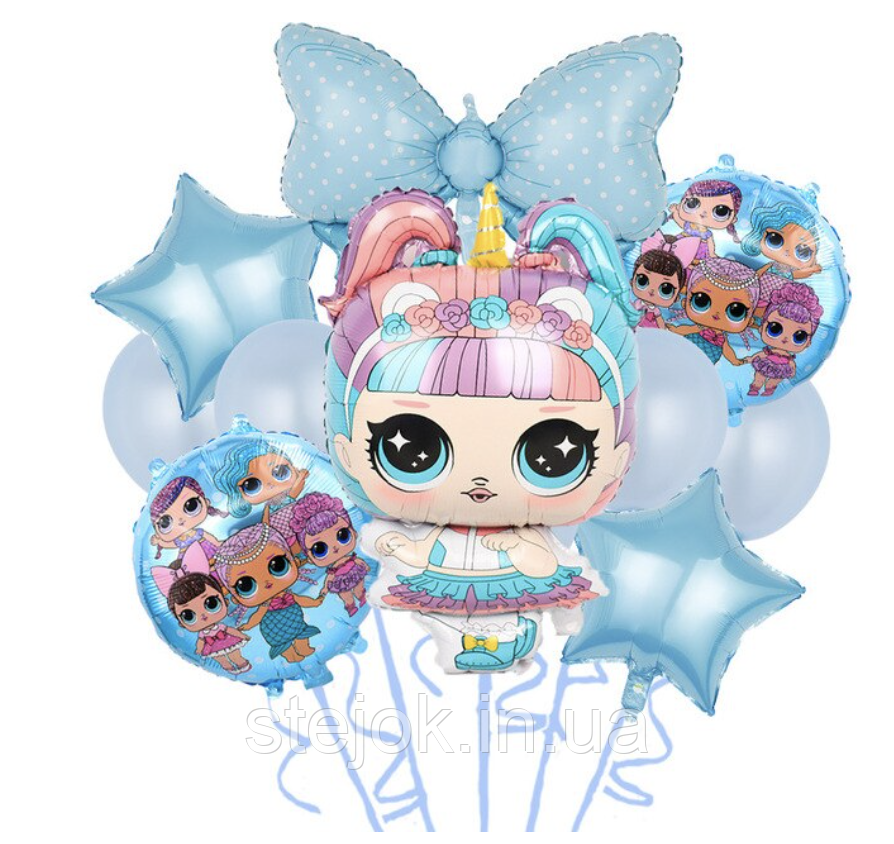 НАБІР ФОЛЬГОВАНИХ і латексних КУЛЬОК LOL ЛОЛ Єдиноріг, фото 1