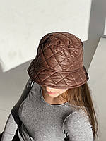 Панама стьобана жіноча з опущеними полями D.Hats коричневого кольору