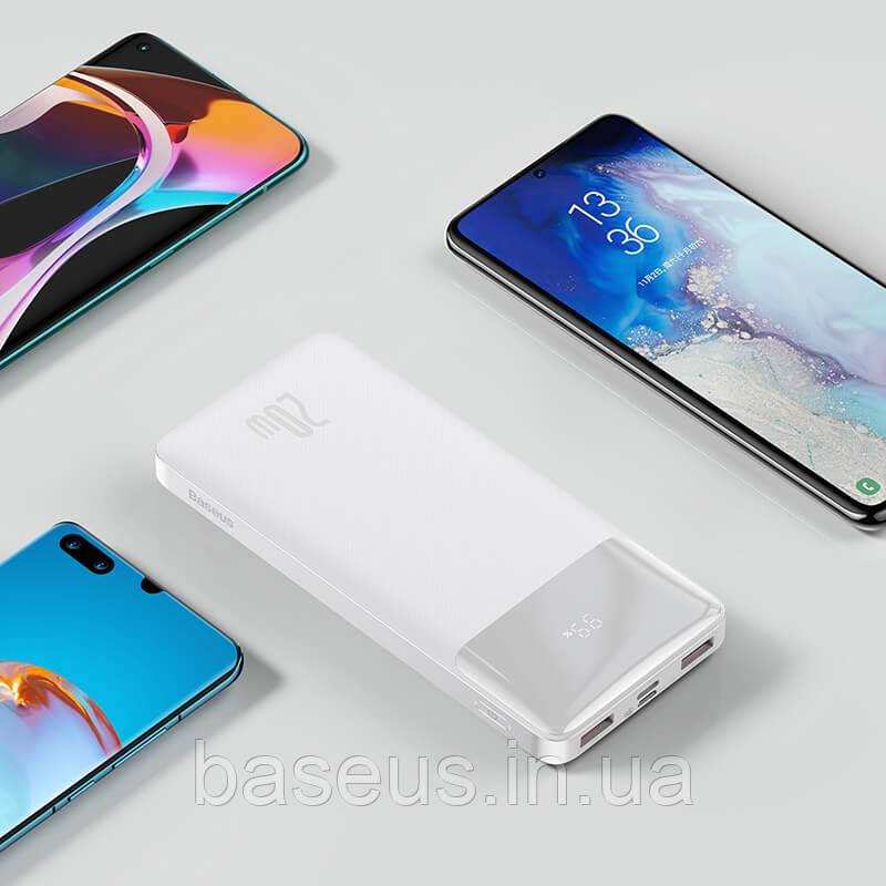 Маленький стильний павербанк BASEUS Bipow Digital Display Power bank 10000mAh 2USB/1Type-C, PD/QC, 20W, 3A