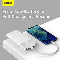 Маленький стильний павербанк BASEUS Bipow Digital Display Power bank 10000mAh 2USB/1Type-C, PD/QC, 20W, 3A, фото 6