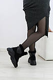 Жіночі зимові чорні черевики спортивного стилю на високій підошві, фото 5