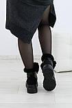 Жіночі зимові чорні черевики спортивного стилю на високій підошві, фото 4