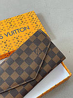 Модный женский брендовый коричневый кожаный кошелёк Louis Vuitton Луи Витон