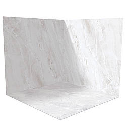 Фотофон вініловий 3D, біла мармурова стіна, світлий камінь і сірий бетон, 50×50 см, №58122