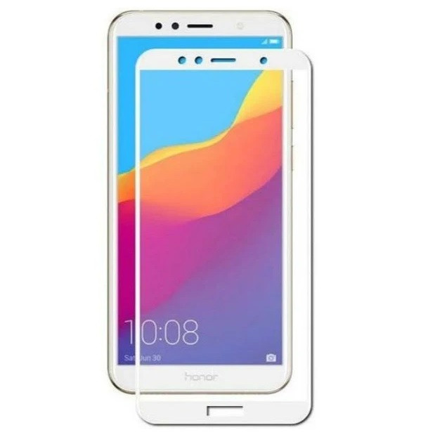 Скло захисне для Huawei Honor 7A | Enjoy 8e | Y6 2018 | Y6 Prime (0,3мм, 5D, біле) Full Glue