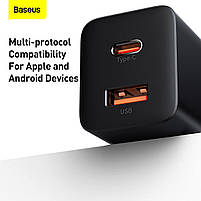 Мережевий зарядний пристрій Baseus Super Si Pro Quick Charger Type-C+USB 30W, фото 3