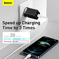 Мережевий зарядний пристрій Baseus Super Si Pro Quick Charger Type-C+USB 30W, фото 8