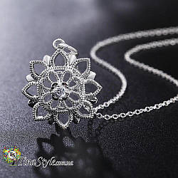 Підвіска срібло кулон квітка амулет  життя  стерлінгове срібло 925 у стилі тіффані