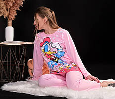 Піжама жіноча персикова кофта та штани код П543